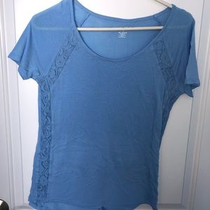 Light Blue A.N.A T-Shirt with Lace Detailing Small